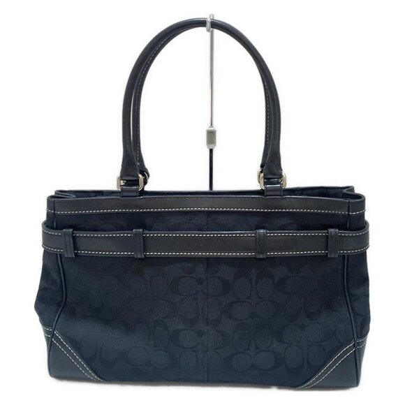 Auth COACH Signature Carryall 8K07 Black Jacquard Leather - Shoulder Bag - Picture 3 of 8